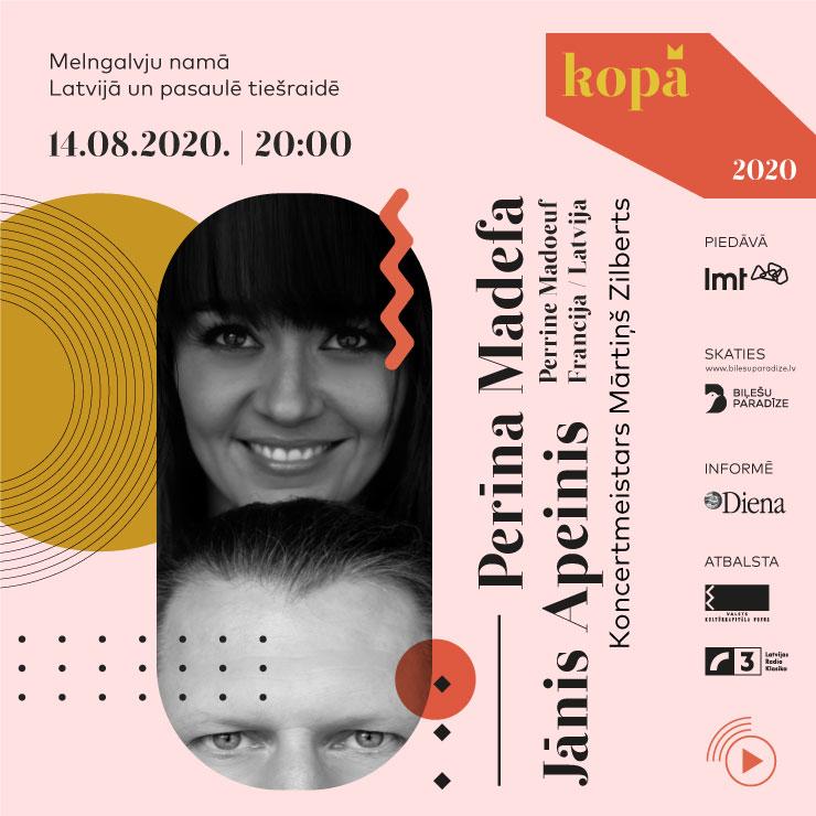 Izrādes "JĀNIS APEINIS UN PERĪNA MADEFA KONCERTĀ MELNGALVJU NAMĀ / Latvijas operas zvaigžņu koncertu ciklā Latvijā un pasaulē KOPĀ" attels