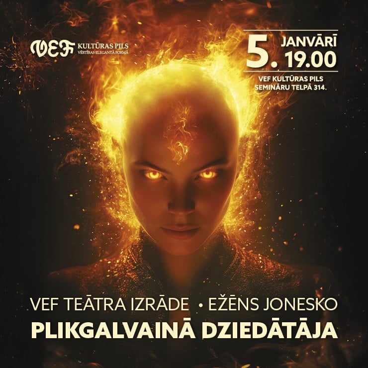 Izrādes "VEF TEĀTRA IZRĀDE | Ežēns Jonesko “PLIKGALVAINĀ DZIEDĀTĀJA”" attels