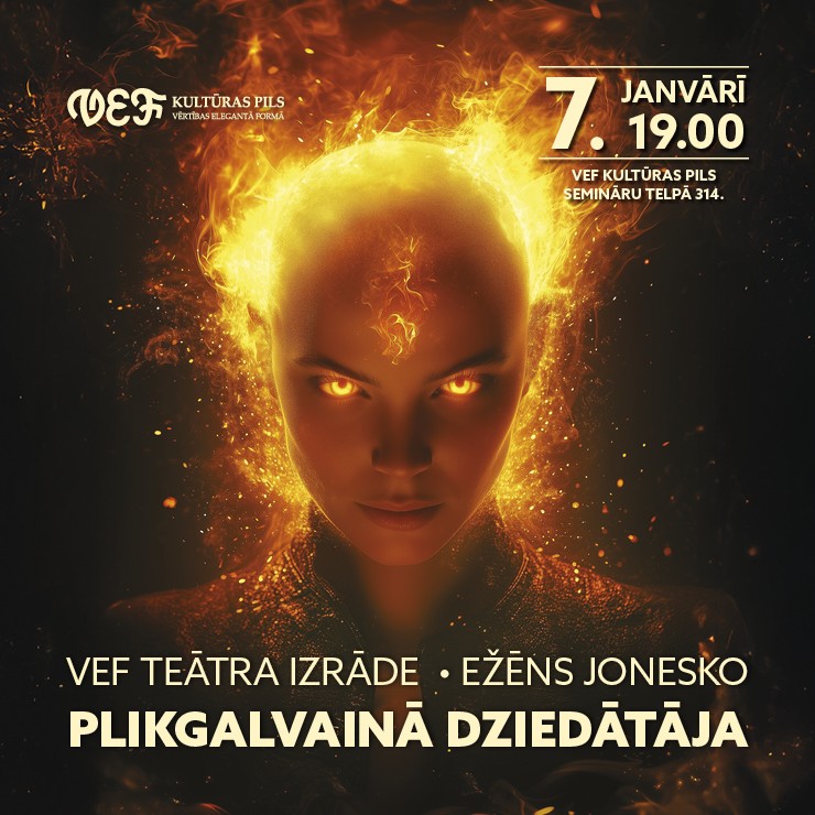 Izrādes "VEF TEĀTRA IZRĀDE | Ežēns Jonesko “PLIKGALVAINĀ DZIEDĀTĀJA”" attels