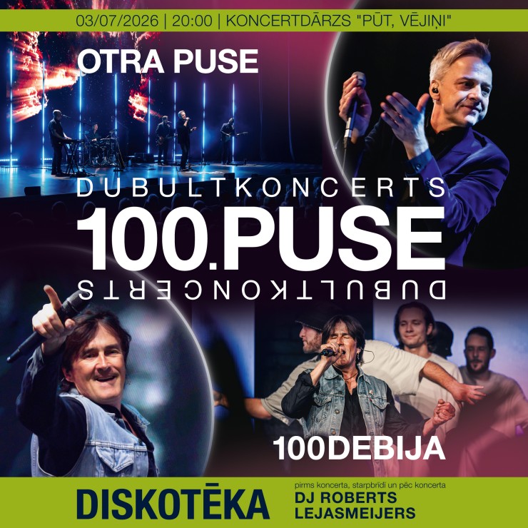 Izrādes "Dubultkoncerts 100.PUSE (Otra Puse & 100Debija)" attels
