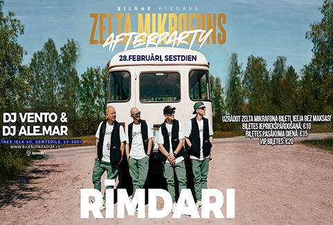 Izrādes "ZELTA MIKROFONS Oficiālais AFTERPARTY - RĪMDARI x Silrak - DJ VENTO & DJ ALE.MAR" attels