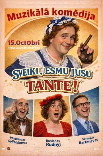 Meklēšanas rezultāta izrādes "Muzikālā komēdija "Čārlija tante" jeb "Sveiki, esmu jūsu tante!"" attels
