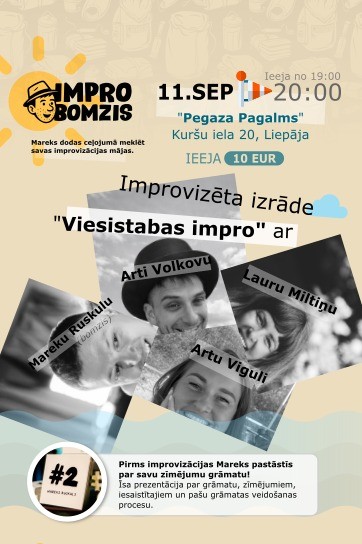 Meklēšanas rezultāta izrādes "IMPRO BOMZIS | Improvizēta izrāde "Viesistabas impro"" attels