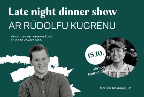 Izrādes "Late Night Dinner Show ar Rūdolfu Kugrēnu" attels