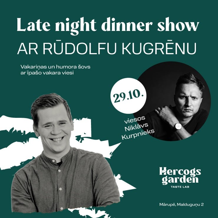 Изображение спектакля "Late Night Dinner Show ar Rūdolfu Kugrēnu"