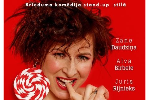 Izrādes "SIEVIETE KĀ KONFEKTE - brieduma komēdija stand-up stilā" attels