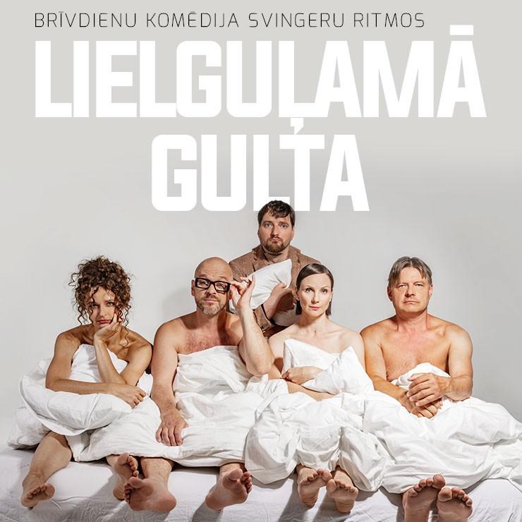 Izrādes "LIELGUĻAMĀ GULTA | brīvdienu komēdija svingeru ritmos" attels