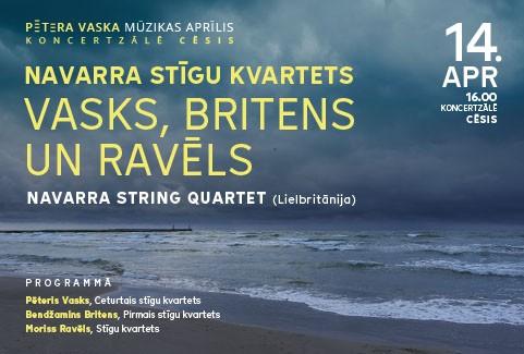 Izrādes "PĒTERA VASKA MŪZIKAS APRĪLIS| NAVARRA STĪGU KVARTETS. VASKS, BRITENS UN RAVĒLS" attels