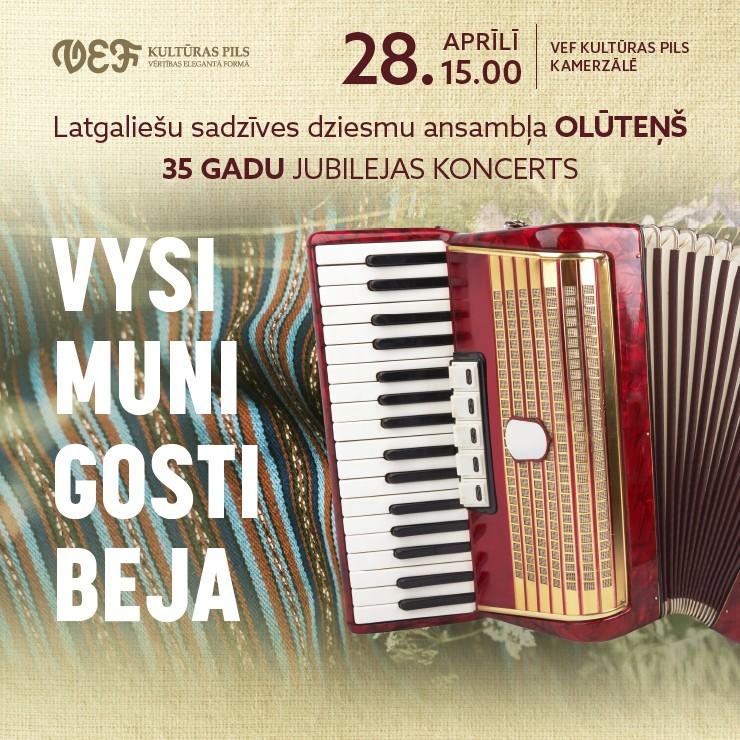 Izrādes "Latgaliešu sadzīves dziesmu ansambļa OLŪTEŅŠ 35 gadu jubilejas koncerts VYSI MUNI GOSTI BEJA" attels