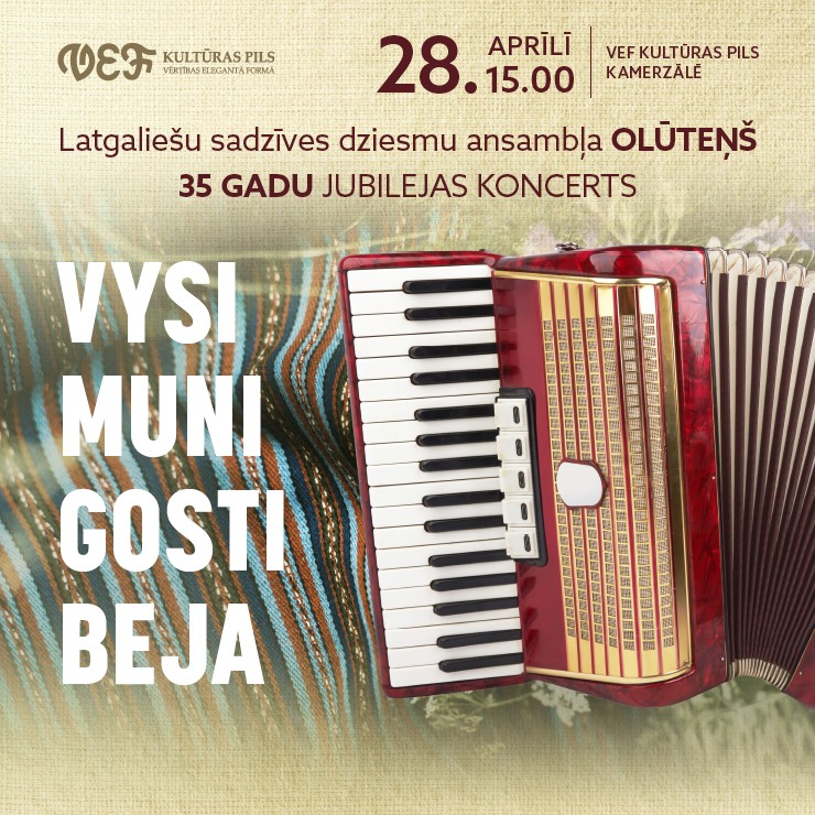 Izrādes "Latgaliešu sadzīves dziesmu ansambļa OLŪTEŅŠ 35 gadu jubilejas koncerts VYSI MUNI GOSTI BEJA" attels