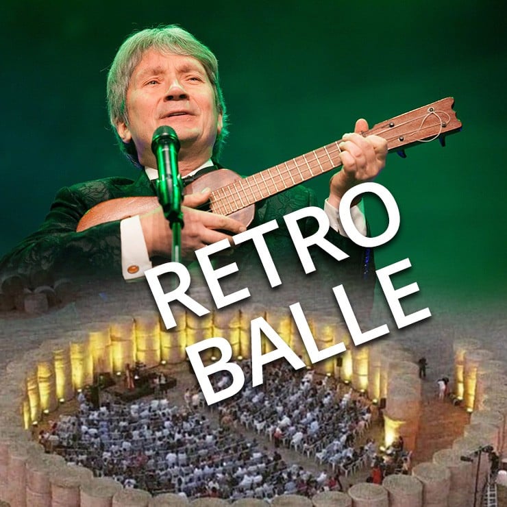 Izrādes "RETRO BALLE / Mirage Orchestra ar solistu Laimi Rācenāju un video balle Dj Artūrs" attels