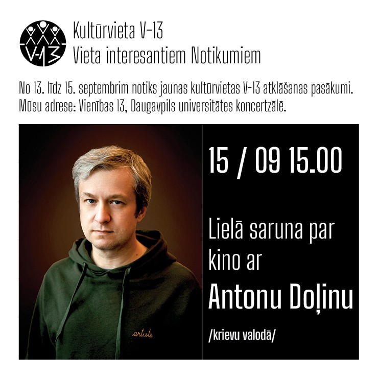 Izrādes "“Lielā saruna par kino ar Antonu Doļinu”" attels
