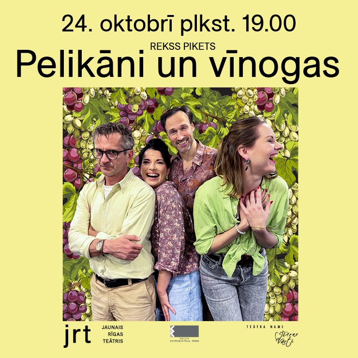 Izrādes "Jaunā Rīgas teātra izrāde PELIKĀNI UN VĪNOGAS" attels