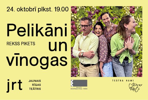 Izrādes "Jaunā Rīgas teātra izrāde PELIKĀNI UN VĪNOGAS" attels
