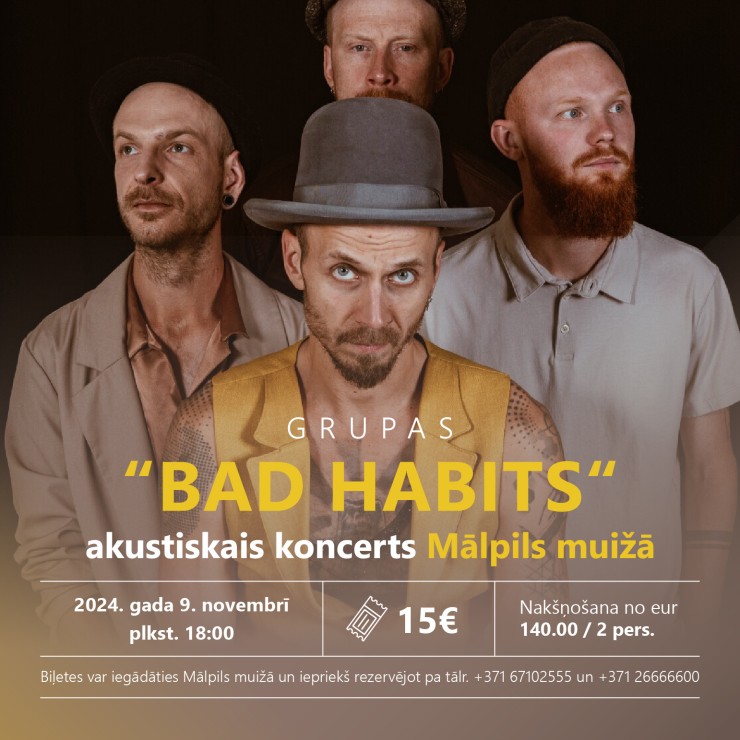 Izrādes "Grupa "Bad Habits" | Akustiskais koncerts Mālpils muižā" attels