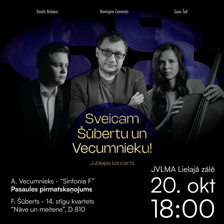 Izrādes "“Sveicam Šūbertu un Vecumnieku!” - jubilejas koncerts ar Daniilu Bulajevu, Gunu Šnē un Davinspiro Camerata" attels