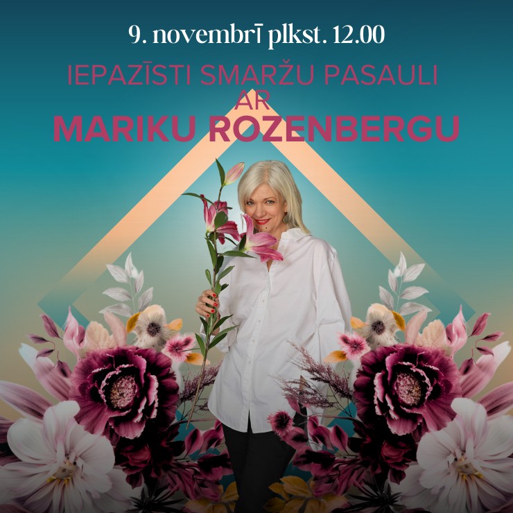 Izrādes "Izzinoši izklaidējoša lekcija IEPAZĪSTI SMARŽU PASAULI AR MARIKU ROZENBERGU" attels