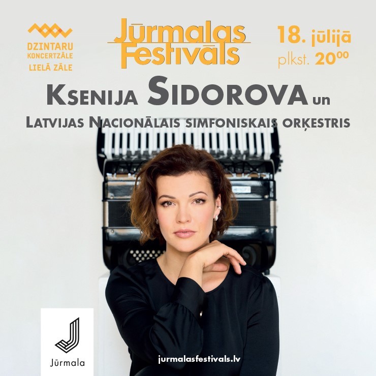 Izrādes "Jūrmalas festivāls. Ksenija Sidorova un Latvijas Nacionālais simfoniskais orķestris" attels