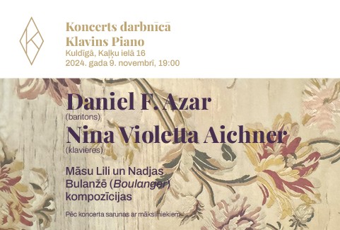 Izrādes "Dziesmu vakars | Daniels F. Azars un Nina Violeta Aišnere | Māsu Lili un Nadjas Bulandžē kompozīcijas" attels
