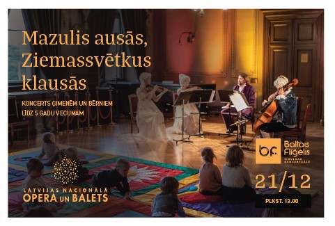 Izrādes "MAZULIS AUSĀS, ZIEMASSVĒTKUS KLAUSĀS | muzikāls ceļojums apkārt pasaulei Ziemassvētku noskaņās" attels