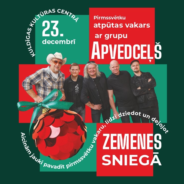 Izrādes "PIRMSSVĒTKU ATPŪTAS VAKARS “ZEMENES SNIEGĀ” AR GRUPU “APVEDCEĻŠ”" attels