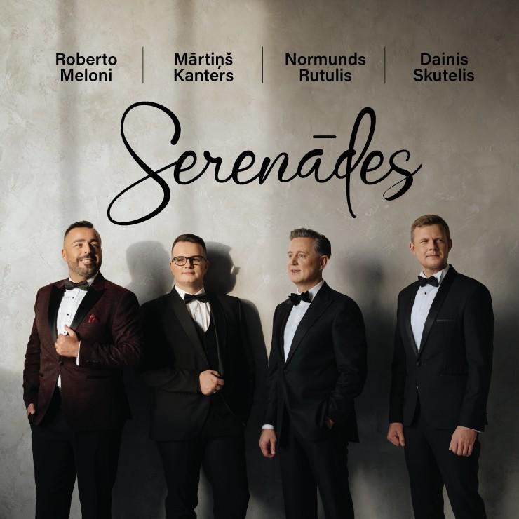 Izrādes "Serenādes ar Mārtiņu Kanteru, Normundu Rutuli, Daini Skuteli un Roberto Meloni" attels
