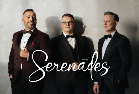 Izrādes "Serenādes ar Mārtiņu Kanteru, Normundu Rutuli un Roberto Meloni" attels