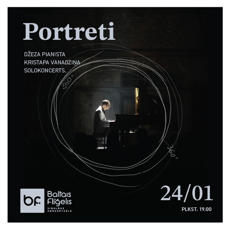 Image of the event "PORTRETI | džeza pianista KRISTAPA VANADZIŅA solokoncerts - muzikāls piedzīvojums ar skatītājiem uz skatuves"
