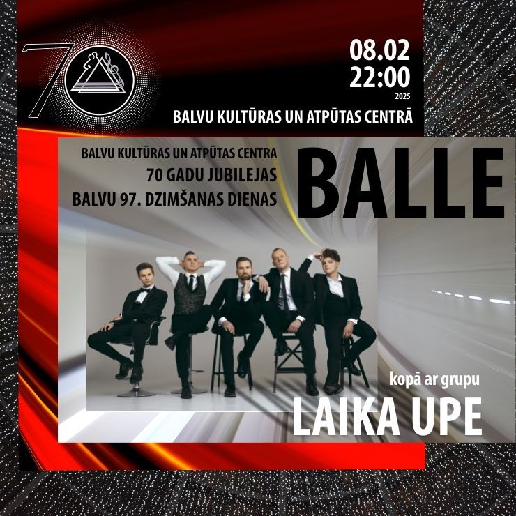 Изображение спектакля "Balvu Kultūras atpūtas centra 70 gadu jubilejas un Balvu pilsētas 97.dzimšanas dienas balle kopā ar grupu “Laika upe”"