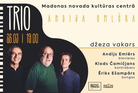 Izrādes "ANDIJA EMLĒRA TRIO mūzikas vakars | Andijs Emlērs, Klods Čamičjans, Ēriks Ešampārs" attels