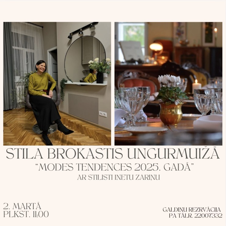 Izrādes "Stila brokastis Ungurmuižā kopā ar stilisti Inetu Zariņu. Modes tendences 2025. gadā" attels