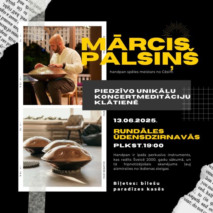 Izrādes "Handpan spēles meistara Mārča Palsiņa koncerts Rundāles ūdensdzirnavu pagalmā" attels
