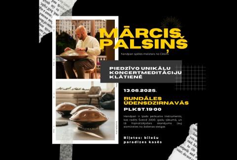 Izrādes "Handpan spēles meistara Mārča Palsiņa koncerts Rundāles ūdensdzirnavu pagalmā" attels