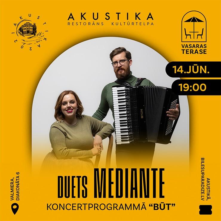 Izrādes "Duets MEDIANTE koncertprogrammā "BŪT" | Restorāna AKUSTIKA vasaras terasē" attels