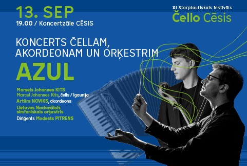 Izrādes "ČELLO CĒSIS | KONCERTS ČELLAM, AKORDEONAM UN ORĶESTRIM. AZUL" attels