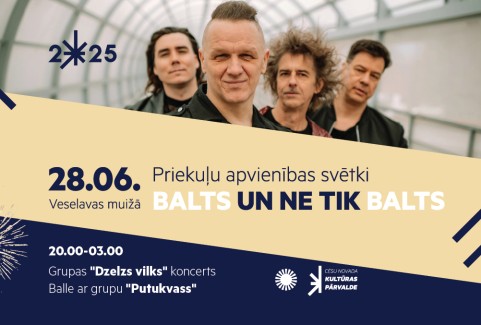 Izrādes "Priekuļu apvienības svētki BALTS UN NE TIK BALTS | Grupas "Dzelzs vilks" koncerts. Balle ar grupu "Putukvass"" attels