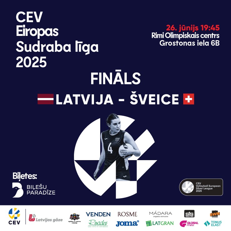 Izrādes "LATVIJA - ŠVEICE. CEV Eiropas Sudraba līgas 2025 FINĀLS sievietēm" attels