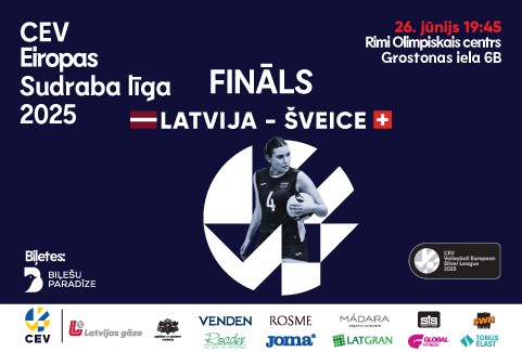 Izrādes "LATVIJA - ŠVEICE. CEV Eiropas Sudraba līgas 2025 FINĀLS sievietēm" attels