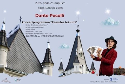 Izrādes "Itāļu dzīves garša | Koncertprogramma – ekstrēmi triki asu sajūtu cienītājiem un dziesmas itāļu valodā kopā ar mākslinieku Danti Pecolli" attels