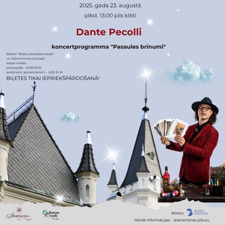 Izrādes "Itāļu dzīves garša | Koncertprogramma – ekstrēmi triki asu sajūtu cienītājiem un dziesmas itāļu valodā kopā ar mākslinieku Danti Pecolli" attels