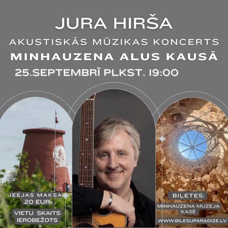 Izrādes "Minhauzena pasaule — akustisks dziesmu un stāstu vakars ar Juri Hiršu" attels