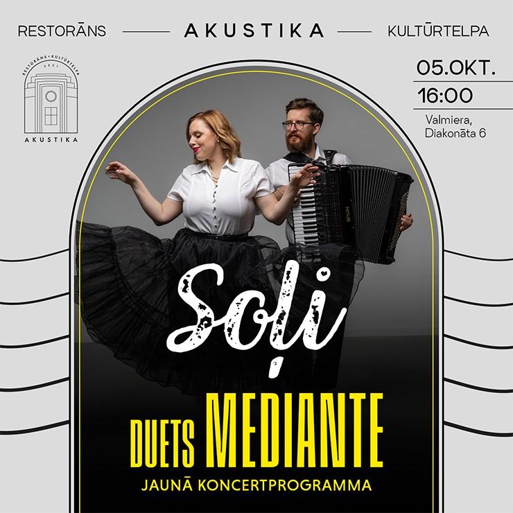 Izrādes "Duets MEDIANTE | jaunā koncertprogramma SOĻI | Kultūrtelpā AKUSTIKA, Valmierā" attels