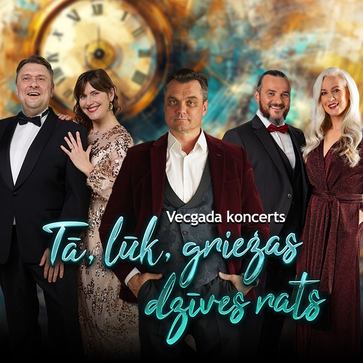 Izrādes "Vecgada koncerts "Tā, lūk, griežas dzīves rats"" attels