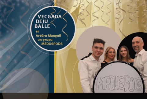 Izrādes "Vecgada deju balle ar Artūru Manguli un grupu MEDUSPODS" attels