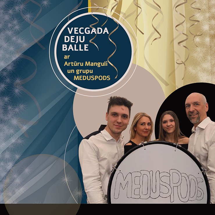 Izrādes "Vecgada deju balle ar Artūru Manguli un grupu MEDUSPODS" attels