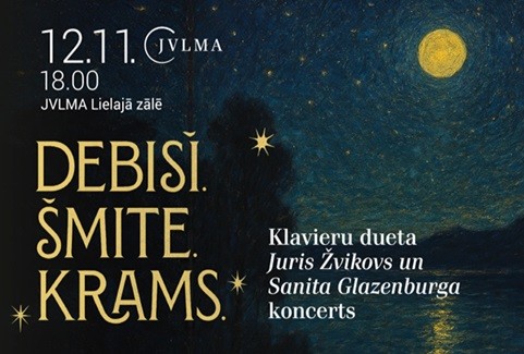 Izrādes "‘’DEBISĪ. KRAMS. ŠMITE’’ Klavieru dueta Jura Žvikova un Sanitas Glazenburgas koncerts" attels