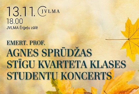 Izrādes "Emert. prof. Agnes Sprūdžas stīgu kvarteta klases studentu koncerts" attels