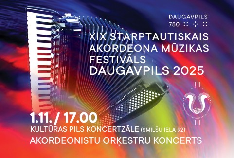 Изображение спектакля "XIX Starptautiskais akordeona mūzikas festivāls „Daugavpils 2025”. Akordeonistu  orķestru koncerts"