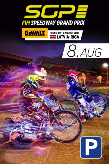 Meklēšanas rezultāta izrādes "AUTOSTĀVVIETA 08.08. | 2026 DeWALT FIM Speedway GP of Latvia-Riga" attels
