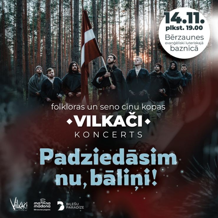 Izrādes "PADZIEDĀSIM NU, BĀLIŅI. Folkloras un seno cīņu kopas VILKAČI koncerts" attels